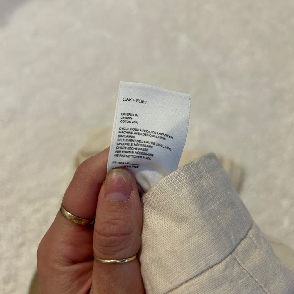 Oak + Fort Womens Sz 8 Beige Cotton Linen Slide Pockets Pants Cottage Core Soft - Picture 6 of 7